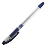 Ручка масляная PIANO PT-338 игла, прозрачный корпус, резиновая вставка, синяя